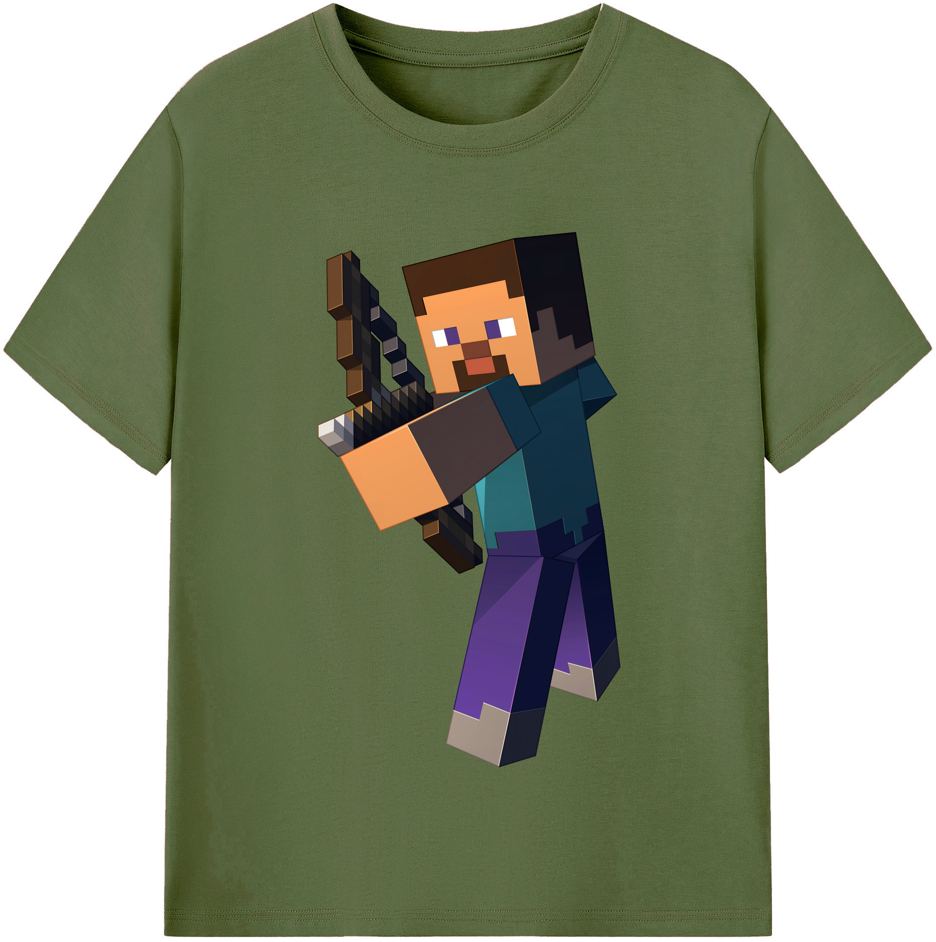 （画像用） マインクラフト ブロックの世界 Minecraft MC Block world 綿100％半袖Tシャツ（フロントプリント）